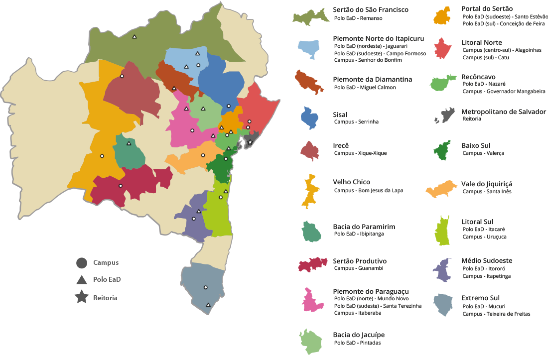 Mapa do IF Baiano na Bahia Mapa do IF Baiano na Bahia